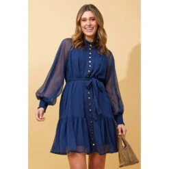 ILLARIA BUTTON FRONT SHORT DRESS -Printedcarpetus 6973bf4a2749dbbe7230960d724a117e