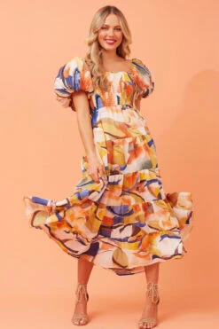 ANNETTE MULTI COLOUR MIDI DRESS -Printedcarpetus 69d3ae7de1010e68833b3e97dc95acb3
