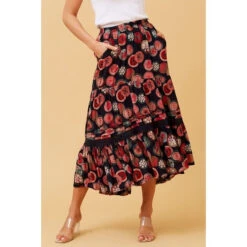 QUINN BOHO TIERED MIDI SKIRT -Printedcarpetus 6ae63422d14928dd1e807020c0e5e63f
