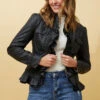 FRILL VEGAN LEATHER JACKET -Printedcarpetus 6b6482a1da848ee52dcbd7664a1229da