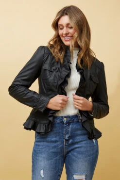 FRILL VEGAN LEATHER JACKET -Printedcarpetus 6b6482a1da848ee52dcbd7664a1229da dfc979e0 3a1f 4b74 9326 a0d9ea528e8c