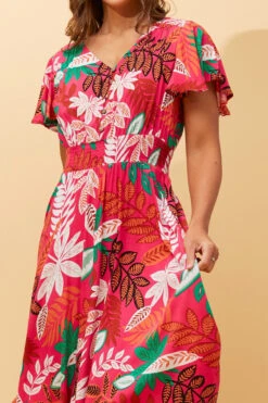 Stella FLORIDA LEAF PRINT MIDI DRESS -Printedcarpetus 6c5fad22ac628cecf33585ce5105e252