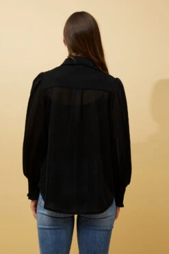 BESSIE LONG BALLOON SLEEVES GLITTER SHIRT -Printedcarpetus 6c6a1e78798cf1fb4ff4bdaaa965a280