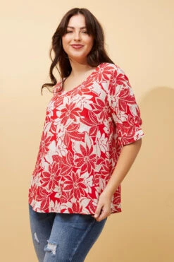 KENDRA BUTTON DETAIL FLORAL TOP -Printedcarpetus 6c700d3a342b006b1805bb33b9f7ac97