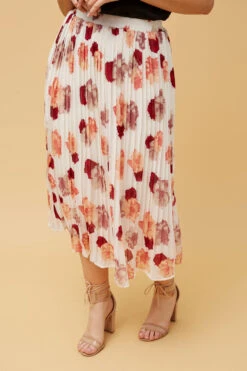 REESE FLORAL PLEATED MIDI SKIRT -Printedcarpetus 6d4c62c40b0f1d397ca108e81c6a5c09