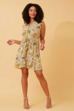 RAVINA FLORAL TIE WAIST TEA DRESS -Printedcarpetus 6d954bcb238285518fae9ece264cc54f