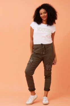 JANJA SEQUIN PATCHWORK PRINT JOGGERS -Printedcarpetus 6e14963c63ec9933c57ef2946c7718a3