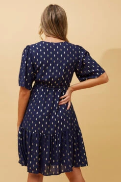 DIAMOND TEARDROP FOIL PRINT SHORT DRESS -Printedcarpetus 6f25e95a5ce0d9a87e1eb685690490b9