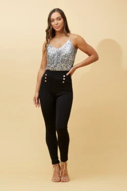 ARLIA BUTTON DETAIL PANTS -Printedcarpetus 6f75d9edd554efcc9c9d44508b0d6db6