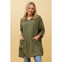 SILVAVA HOODED LINEN TUNIC TOP -Printedcarpetus 6fa99d1a58bc3b22f8e41f45f95f95c0