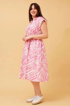 ROMA ABSTRACT PRINT SHIRT DRESS -Printedcarpetus 7227cae5474f5c9d4fa178abf17ab44a