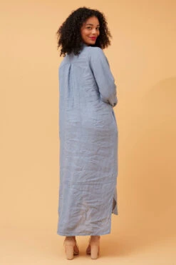 KIMMY BUTTON FRONT LINEN SHIRT DRESS -Printedcarpetus 7282c79cbaf3499c3014c101f3289b7a