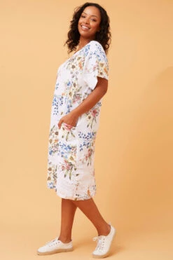 ANTONELLA FLORAL LINEN MIDI DRESS -Printedcarpetus 73626947f07c2131b52f9237c241fd86