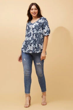 KENDRA BUTTON DETAIL FLORAL TOP -Printedcarpetus 736571de19ebaa746cea98e2c06086d9