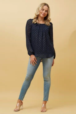 PHYLLIS GOLD FOIL POLKA DOT TOP -Printedcarpetus 7449e400d352c9ae173ab0b4a7ae083e