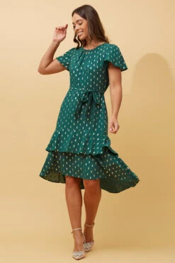 IZZY GOLD TEAR DROPMIDI DRESS