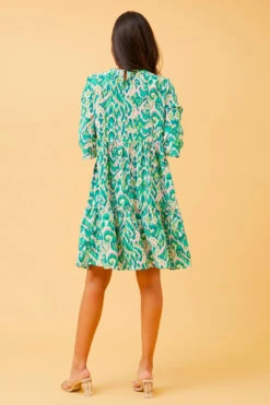 NIKO ABSTRACT PRINT SHORT DRESS -Printedcarpetus 7837e2ad8a6c22c02bcafc8291f66ac7