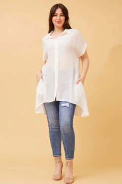 BLU ASYMMETRICAL HEM SHIRT -Printedcarpetus 7879c5bb10ad833b4b7ec1a3e1c149f3