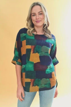 TARA ABSTRACT PRINT HI LOW HEM TOP -Printedcarpetus 78b8bad8ce3b31d322214e3fbb21287f