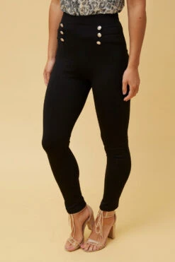 ARLIA BUTTON DETAIL PANTS -Printedcarpetus 79ac5884764de66dd2e81540d4443208