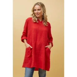 SILVAVA HOODED LINEN TUNIC TOP -Printedcarpetus 79b79a95ed315c18ba658c76d1701b92