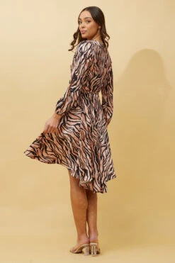 WILLOW ANIMAL STRIPE SATIN WRAP DRESS -Printedcarpetus 7a38a207ffc4ef96826c52f7f3051160