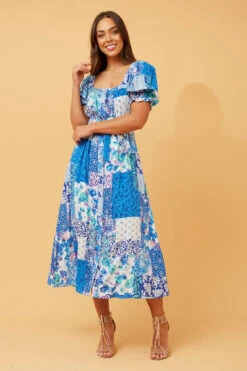 BRITTANY PATCHWORK FLORAL DRESS -Printedcarpetus 7a72e77257eb332a85b0c5c06fe1ab5d