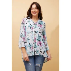RUBY FLORAL BUTTON FRONT TOP -Printedcarpetus 7d4414cd4970d93be9e6af1544f3e13a