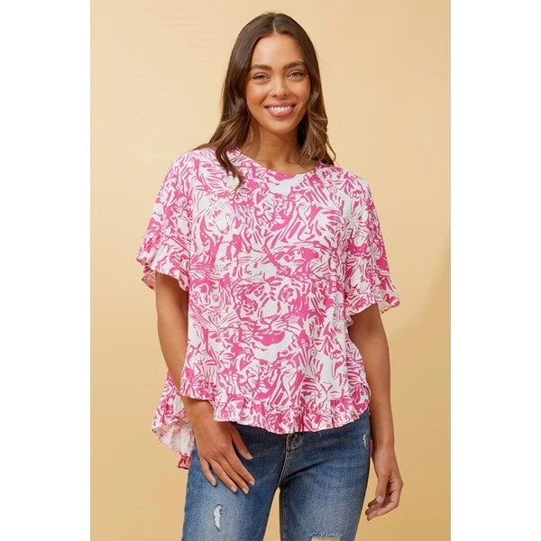 FRILA ABSTRACT PRINT FRILL DETAIL TOP 10 FRILA ABSTRACT PRINT FRILL DETAIL TOP - Image 8