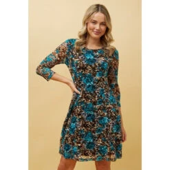 CAMILA FLORAL LEOPARD LACE SHORT DRESS -Printedcarpetus 8151bc01662942293ca5e6afa7397a6c