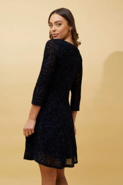 CAMILA FLOCKING PRINT LACE SHORT DRESS -Printedcarpetus 81874fcf82150fd7f8fab03092325394