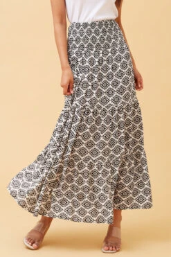 BETTINA ABSTRACT PRINT MAXI SKIRT -Printedcarpetus 8246cf4a1fb7b19a476f81646f795b7f