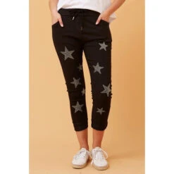 JANJA EMBELLISHED STAR PRINT JOGGERS -Printedcarpetus 828720eb99a11e4e6bdb191f04b42b87