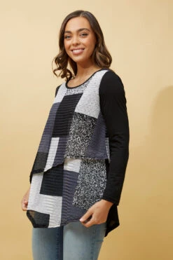 BOBBI DOUBLE LAYER COLOUR BLOCK TOP -Printedcarpetus 82ae81606b163aa2dcfdde797262a019