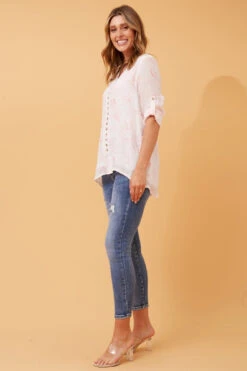 LEAF PRINT BUTTON FRONT TOP -Printedcarpetus 83bfaf24b1d1d7dd8632fee3f0633e93