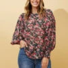CLASSIC FLORAL BALLOON SLEEVE BLOUSE -Printedcarpetus 83d1f819d9b2b191617abc564a2fc3e7