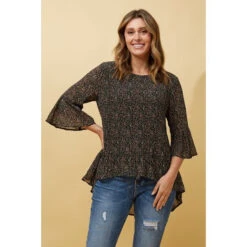 NANCY PLEATED HI LOW HEM TOP -Printedcarpetus 83ec0e31b898a6ef7b5158db04907dc2