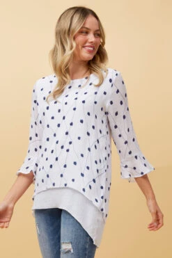 RUMI DOUBLE LAYER DOTTED TUNIC TOP 14 RUMI DOUBLE LAYER DOTTED TUNIC TOP -Printedcarpetus 842fa8c8bb3d7fea932636596d82a76a