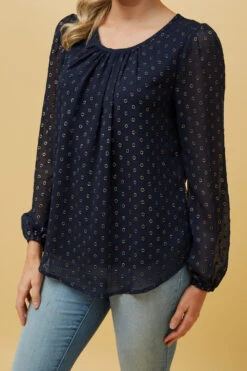 PHYLLIS GOLD FOIL POLKA DOT TOP -Printedcarpetus 84aad49b7462466da6ebb974571dcf91