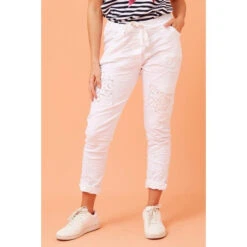 JANJA SEQUIN PATCHWORK PRINT JOGGERS -Printedcarpetus 84b1c9018f1f9f8904c4cc232d795584