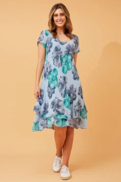 ELECTRA DOUBLE LAYER FLORAL DRESS