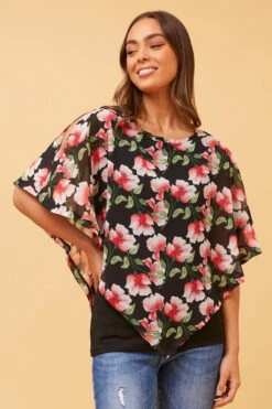 CAREY DOUBLE LAYER FLORAL TOP -Printedcarpetus 88c28d5ca2d63a60122f8510b8fd403a