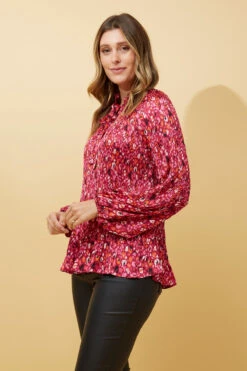 PETA ANIMAL PRINT PLEATED BLOUSE -Printedcarpetus 88dc303f51f478a176ea0e0ca5ada822