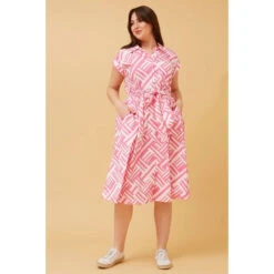 ROMA ABSTRACT PRINT SHIRT DRESS -Printedcarpetus 88e63fcae6d4f1d815993894c41d6d09