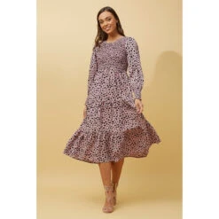 SHERRY ANIMAL PRINT TIERED MIDI DRESS -Printedcarpetus 89103692d9b09032ca06aad702cede48