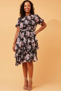 DAVINA FLORAL MIDI DRESS -Printedcarpetus 899e1d64db9e3c042020854410cedcea