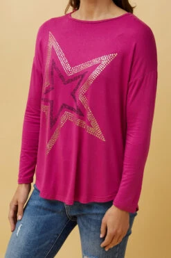 EVA LONG SLEEVE STAR PRINT TOP -Printedcarpetus 89b919938725a94727a6daeab51d8807