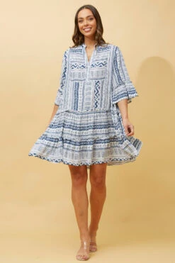 WANYA AZTEC BOHO SHORT DRESS -Printedcarpetus 8a0348e5d1e379e46f74f35a72a4e6eb