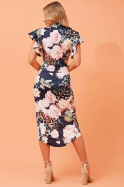 LARINA LEOPARD FLORAL WRAP DRESS -Printedcarpetus 8a14c584eae3c61d0c0aec76c10066ee