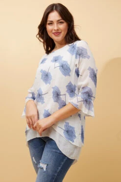 RUMI DOUBLE LAYER LEAF PRINT TUNIC TOP -Printedcarpetus 8b444b7ddf3063353d5af1f92123c49c